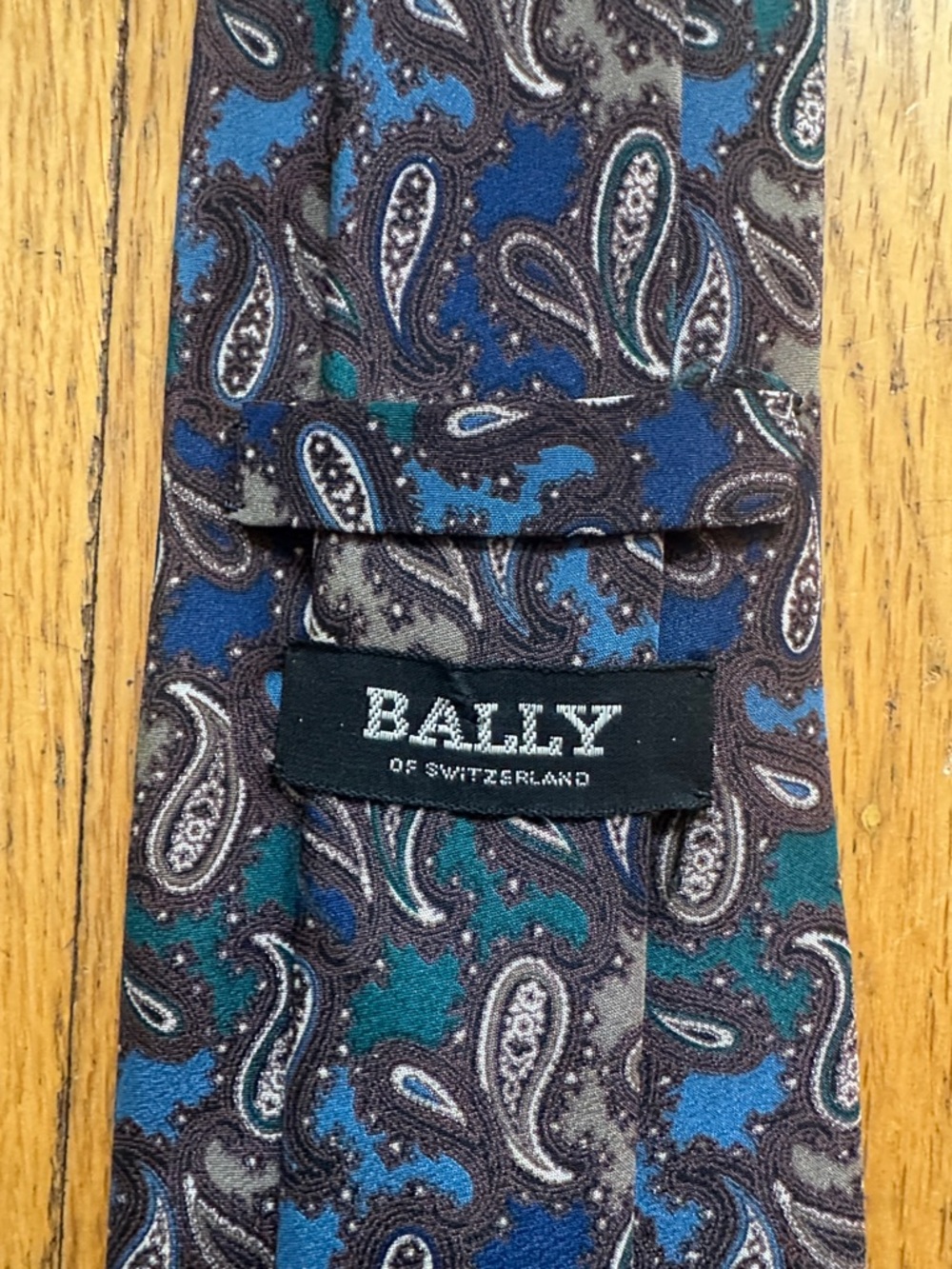Bally Paisley Silk Tie in Blue, Teal & Brown